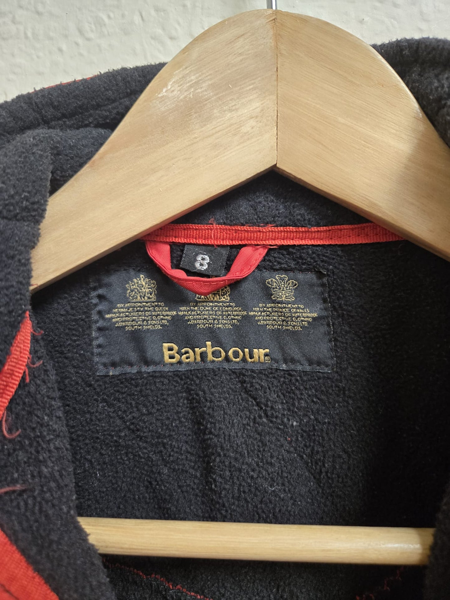 Barbour International Red Quilted Womens Coat Size UK 8 USED
