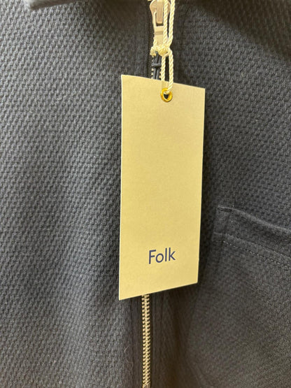BNWT Folk (3) Blue Garter Jumper Size Medium 1/4 Zip Cotton Blend