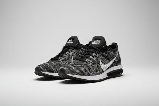 Womens Nike Flyknit Racer Oreo UK6 EU39 Black White Good Condition
