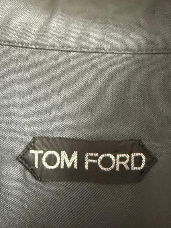 Tom Ford Size 40 Charcoal Blue Grey Long-Sleeve Shirt Buttoned Lyocell