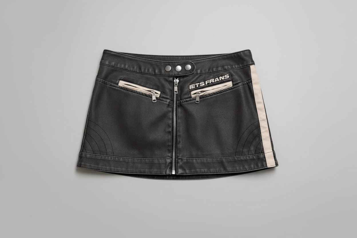 Urban Outfitters Iets Frans Motorcross Vegan Leather mini skirt SIZE EX SMALL