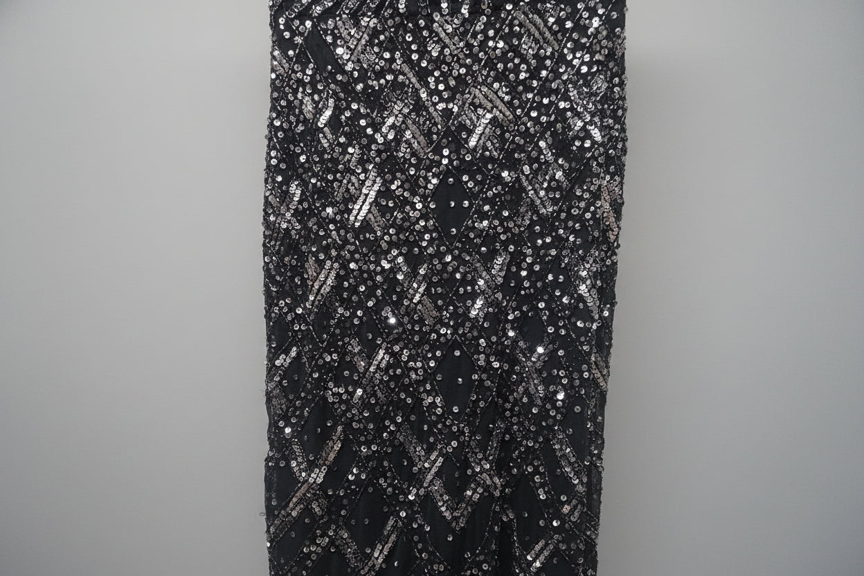 Frank Lyman (6) Black Beaded Dress UK 10 EU 38 Sequin Party