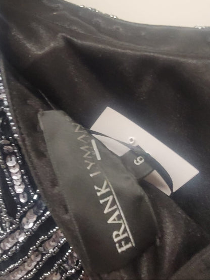 Frank Lyman (6) Black Beaded Dress UK 10 EU 38 Sequin Party
