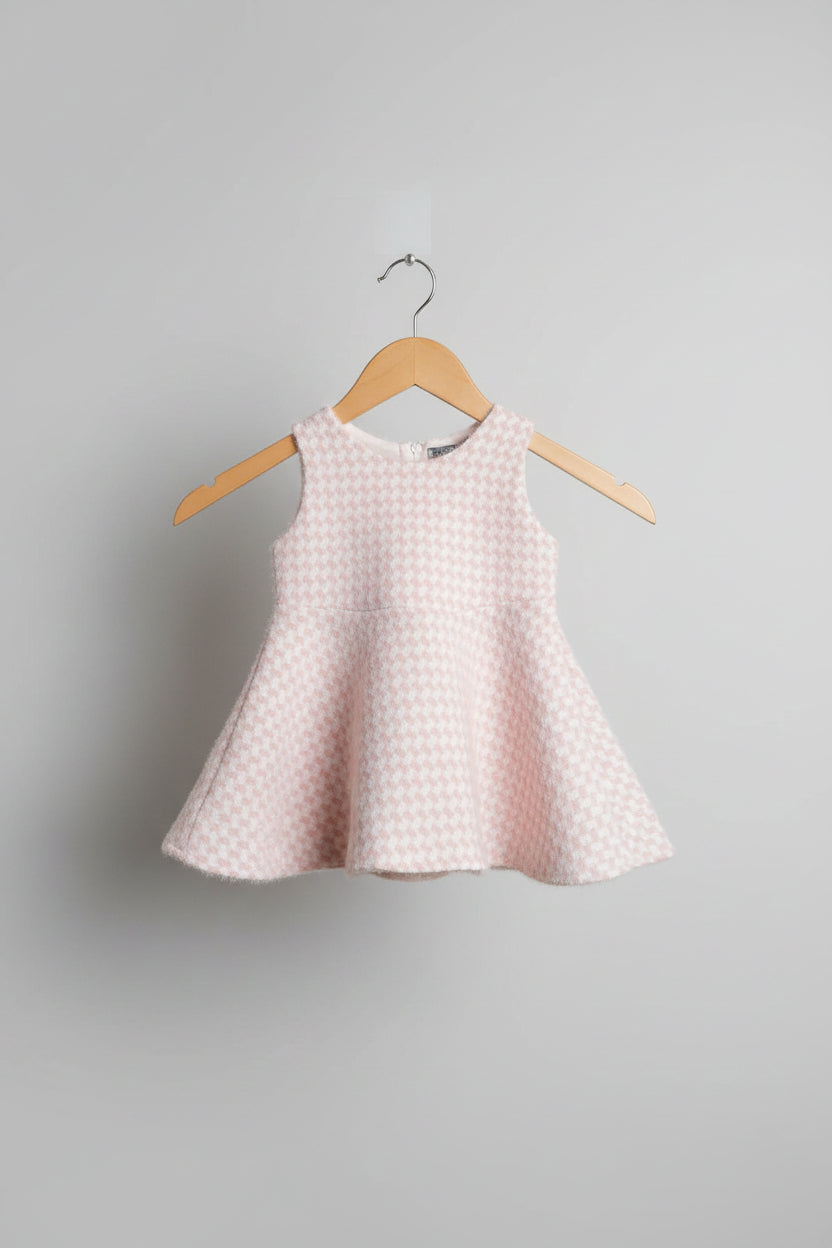 Pink & White Houndstooth Skater Party Dress - Age 18 Months - Baby Girl