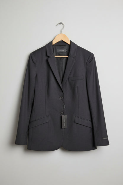 BNWT Calvin Klein Charcoal Grey Black Blazer (S) UK 8 EU 36 Jacket Double Breasted - NEW