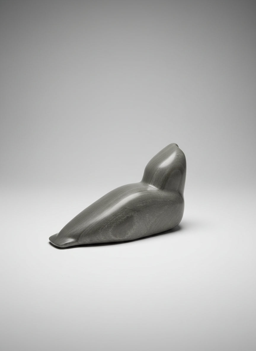 Canadian Eskimo Art Hand Carved Green Bird Sculpture