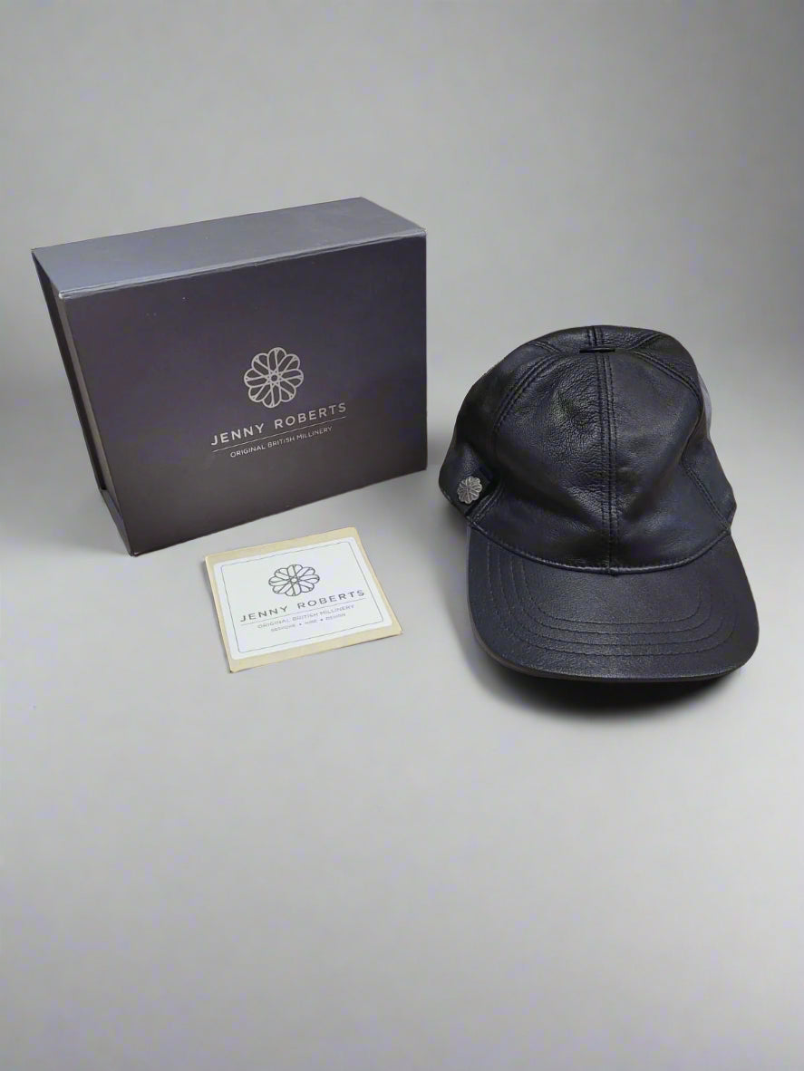 Jenny Roberts Millinery Black Leather Ladies Hat