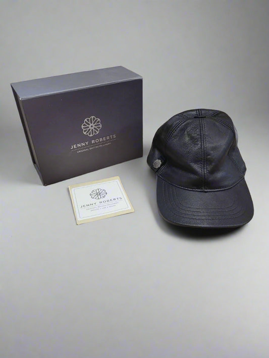 Jenny Roberts Millinery Black Leather Ladies Hat