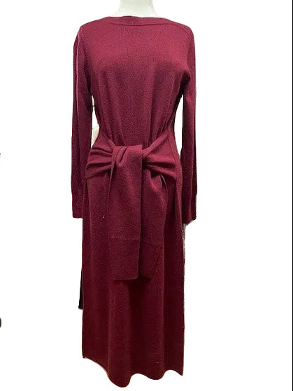 BNWT Hobbs 'Teagan' Ladies Burgundy Jumper Dress UK 12 EU 40 - Waist-Tie Knee / Midi Length - New With Tags - RRP £129