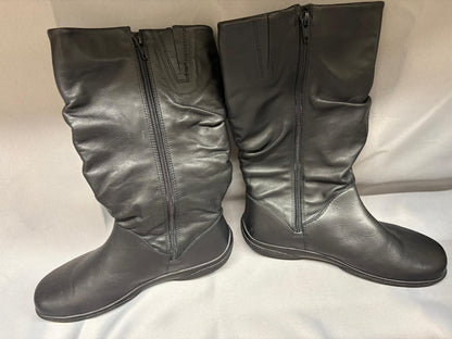 Hotter Black Leather Slouch Boots UK 5 EU 38 Side Zip - New