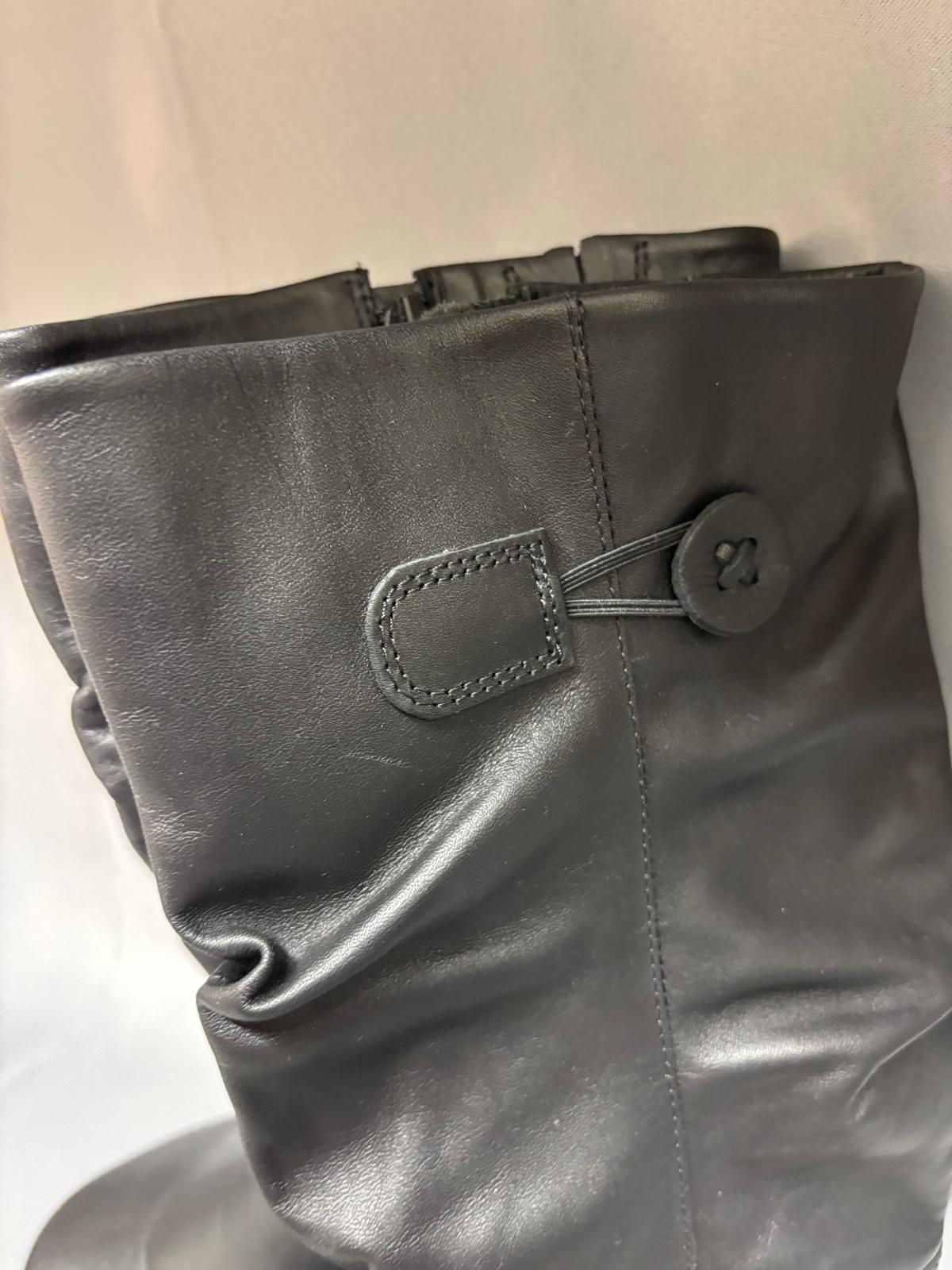 Hotter Black Leather Slouch Boots UK 5 EU 38 Side Zip - New