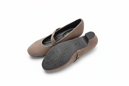 Hotter warm grey size 6.5 suede heeled shoe
