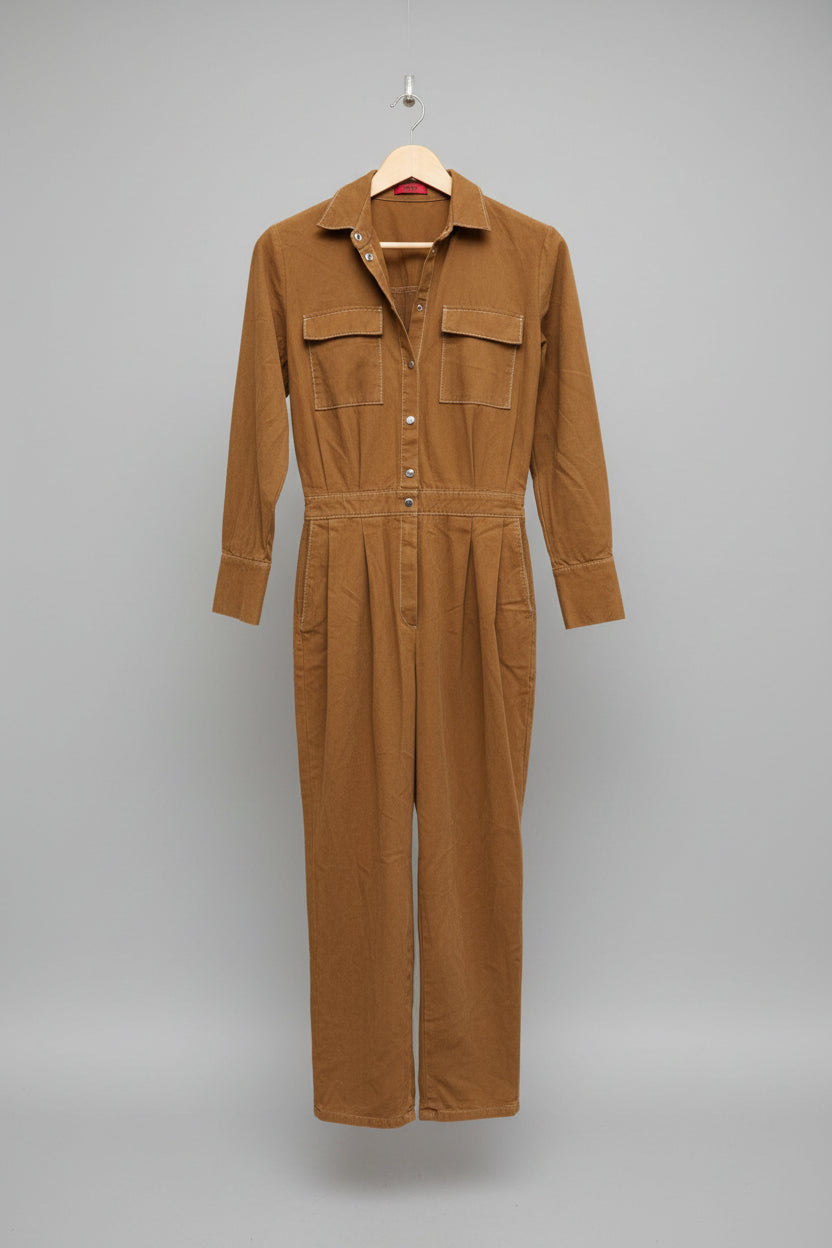 Hugo Boss Brown Jumpsuit UK 8 EU 36 Full-Length Cotton Boilersuit