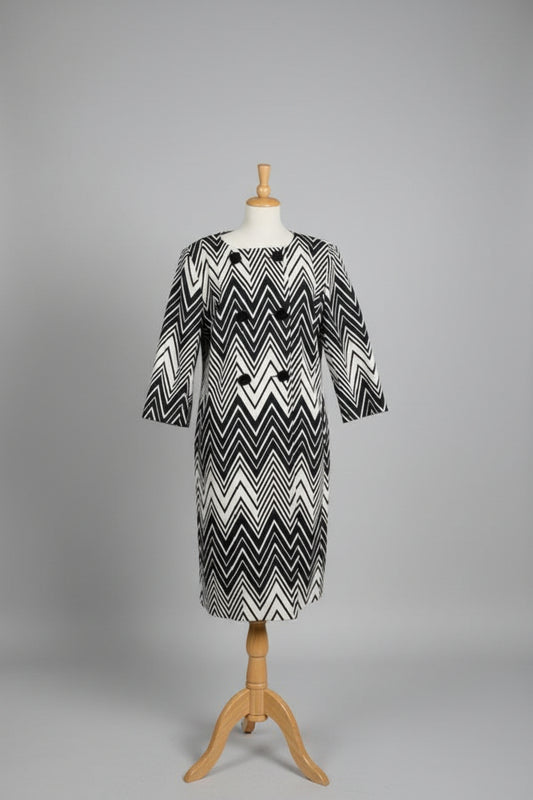 BNWT Principles Black & White Geometric Coat / Mac UK 20 EU 48 - NEW WITH TAGS