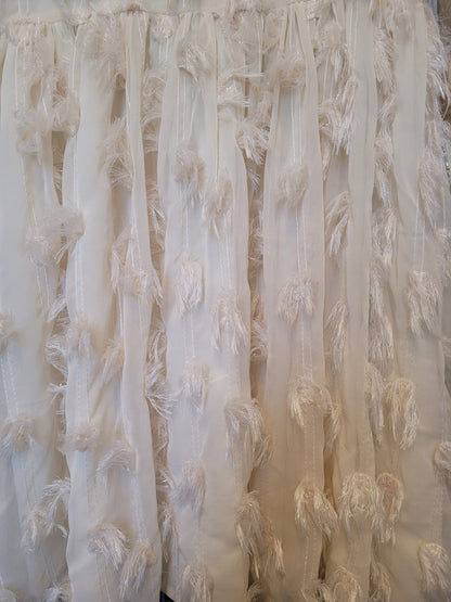 NEW Sister Jane (S) Cream Feathered Dress UK 8 10 EU 36 38 Puff-Sleeve Tassel Fringed