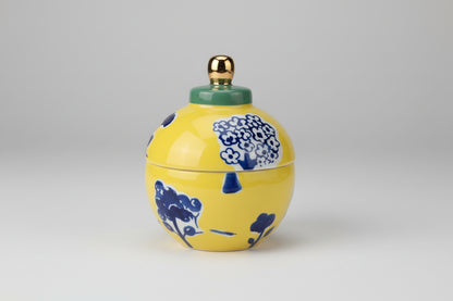Blue & Yellow OLIVER BONAS 4" Storage Jar Ceramic Floral Print