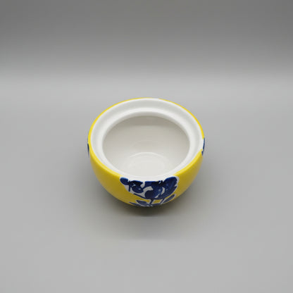 Blue & Yellow OLIVER BONAS 4" Storage Jar Ceramic Floral Print