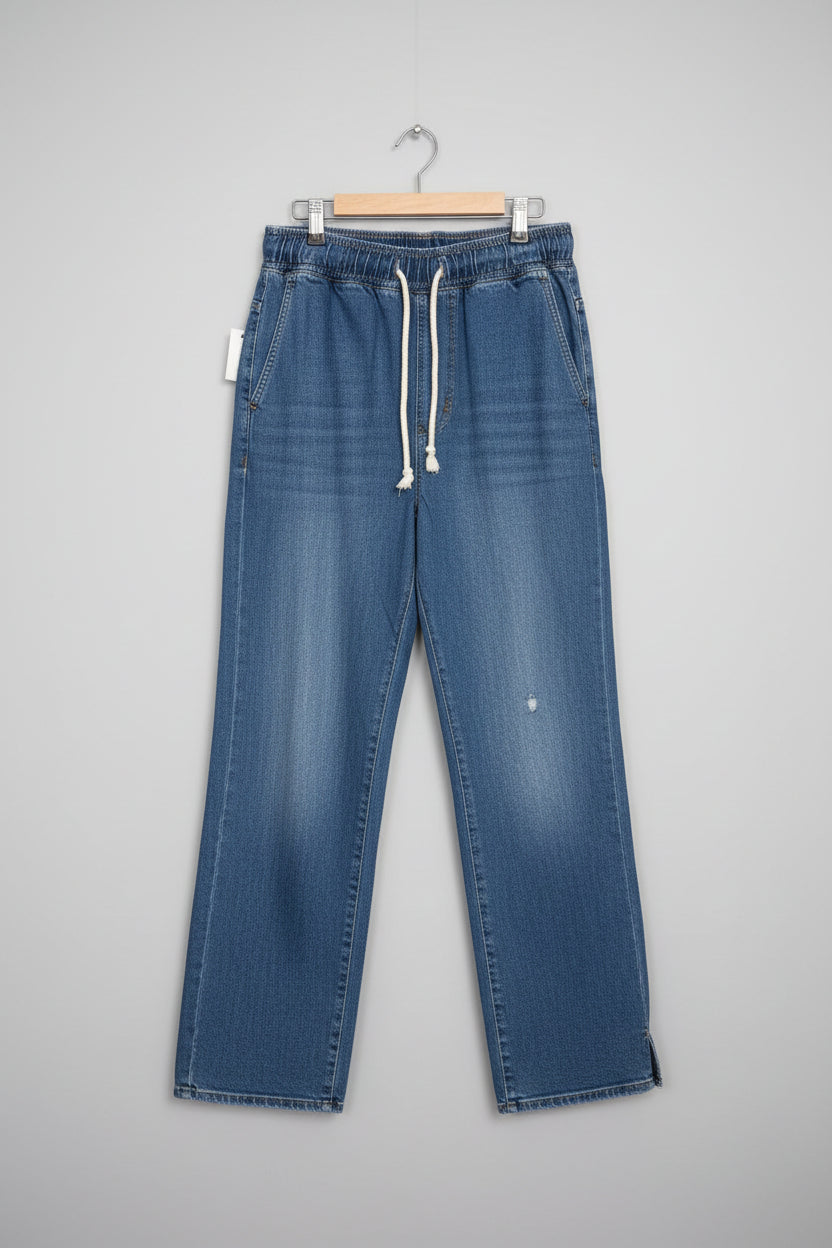 BNWT Pilcro & Letterpress - Anthropologie Jeans (XS) Elasticated Waist Straight Wide Leg Split