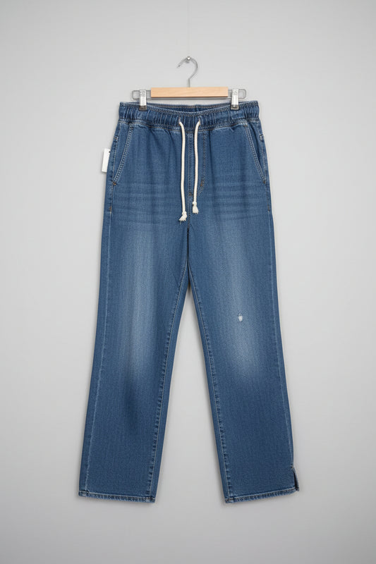 BNWT Pilcro & Letterpress - Anthropologie Jeans (XS) Elasticated Waist Straight Wide Leg Split