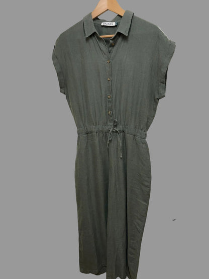 Baukjen Ladies Khaki Rosie Hemp Jumpsuit SIZE 10 -USED GOOD