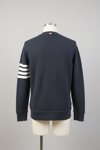 Thom Browne (0) Blue & White Jumper - Stripe Sleeve - Button Front - Size 0 - Navy