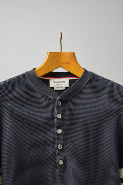 Thom Browne (0) Blue & White Jumper - Stripe Sleeve - Button Front - Size 0 - Navy