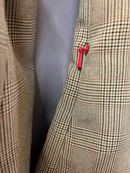 Charlotte Knowles (S) Green Beige Tartan Plaid Trouser Suit UK 8 10 Fitted Blazer Flared Trousers