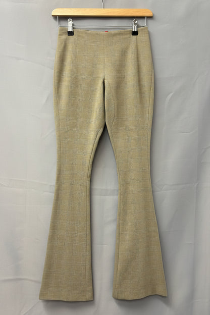 Charlotte Knowles (S) Green Beige Tartan Plaid Trouser Suit UK 8 10 Fitted Blazer Flared Trousers