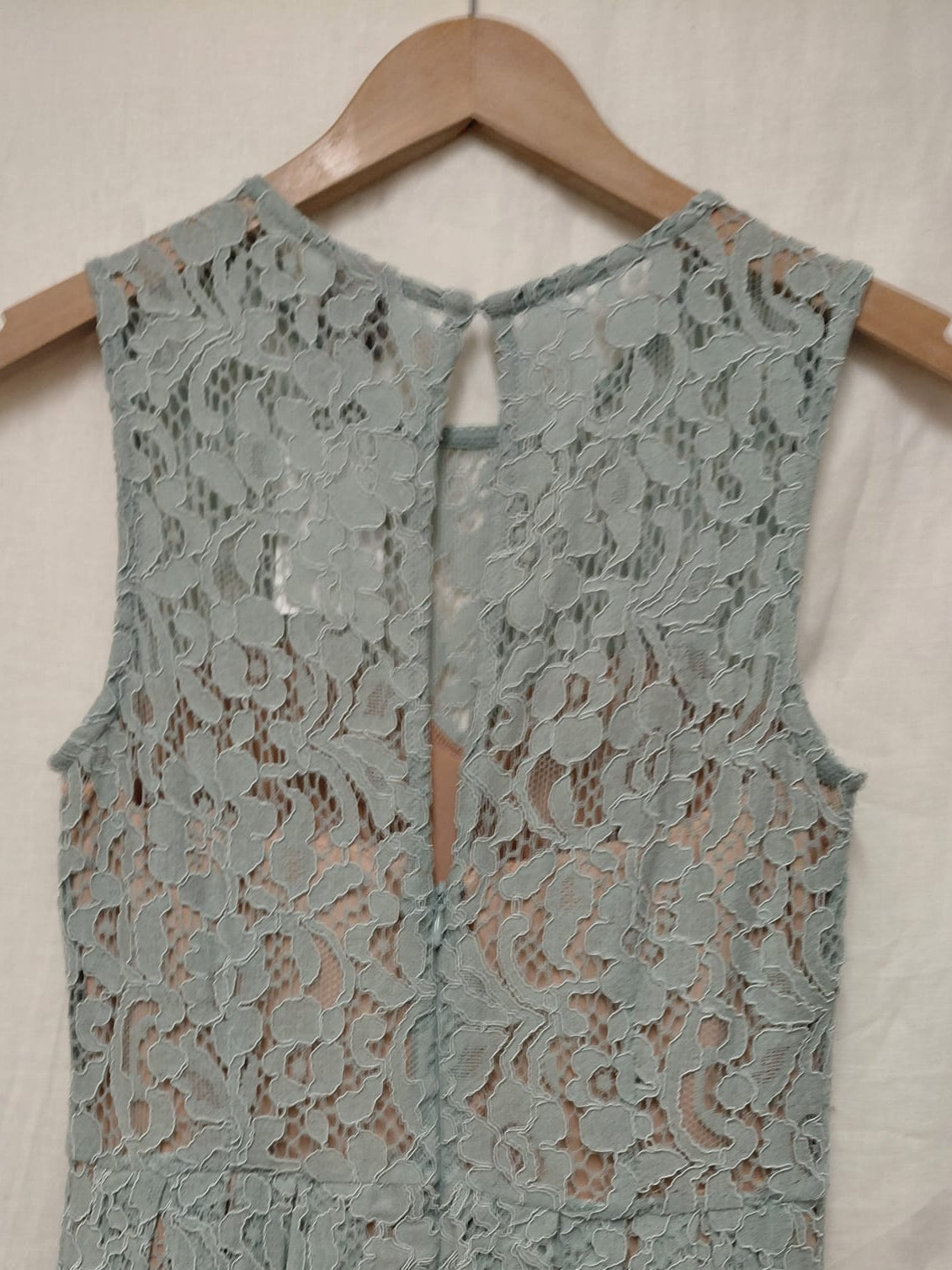 H&M Soft Green Lace Dress UK 6 EU 34 Midi Floral Swing