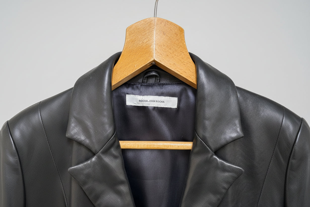 Rocha John Rocha Ladies 100% Black Leather Jacket - GOOD USED CONDITION