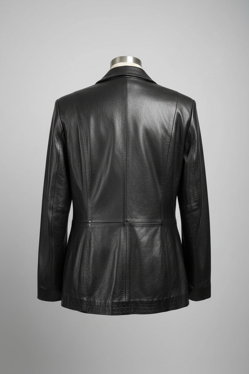 Rocha John Rocha Ladies 100% Black Leather Jacket - GOOD USED CONDITION