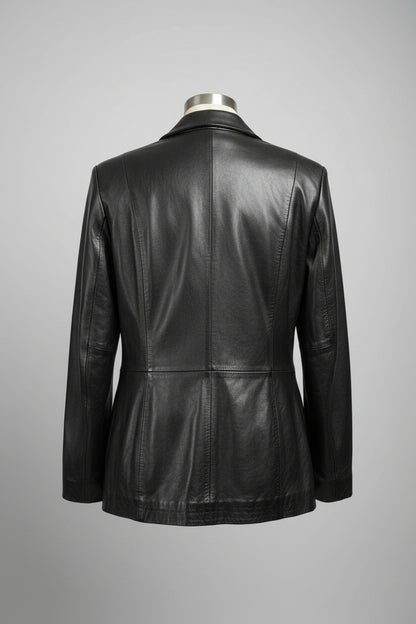 Rocha John Rocha Ladies 100% Black Leather Jacket - GOOD USED CONDITION