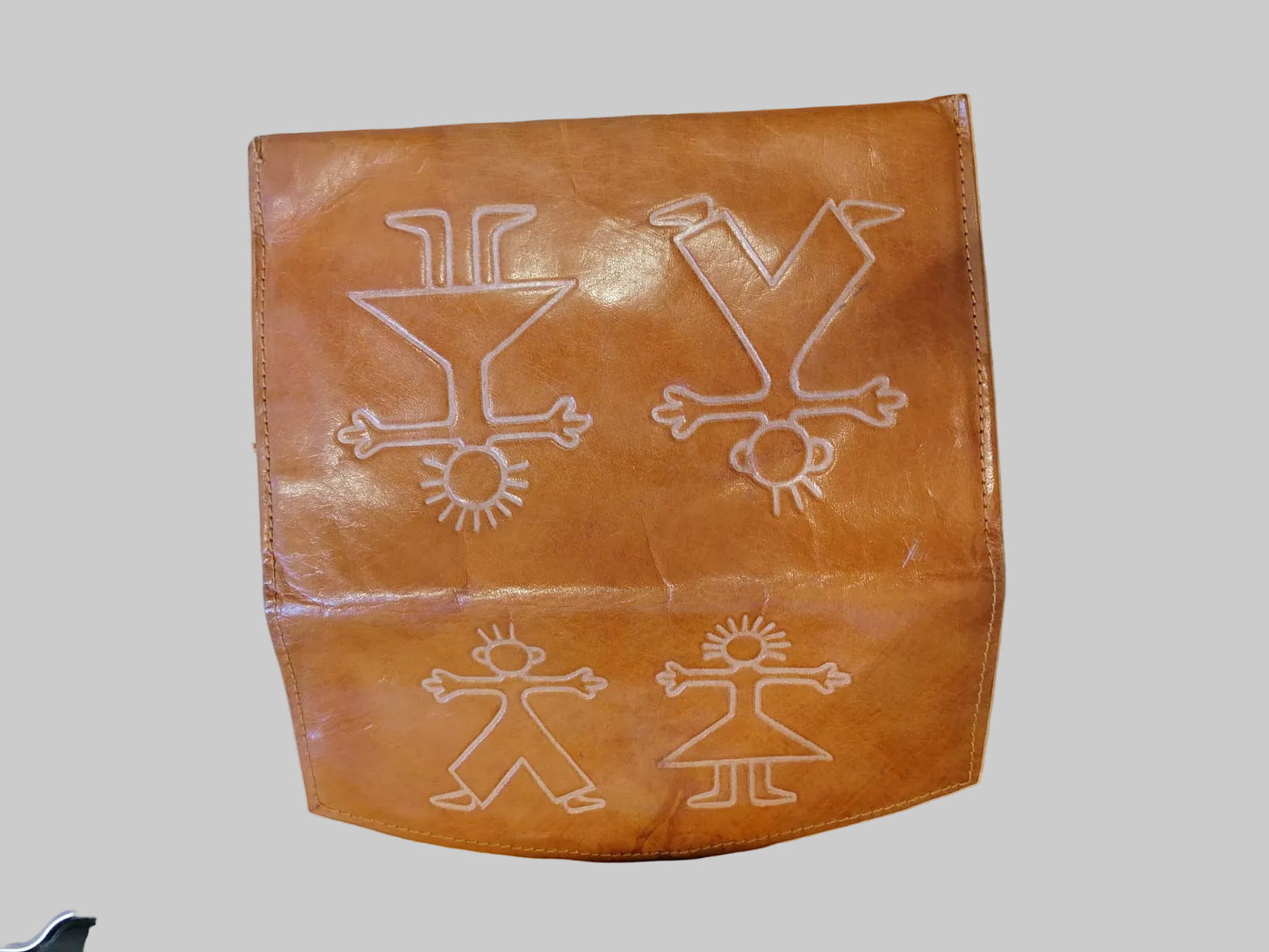 Brown Men & Women Embossed Leather Pouch Purse Wallet - GOOD USED CONDITION