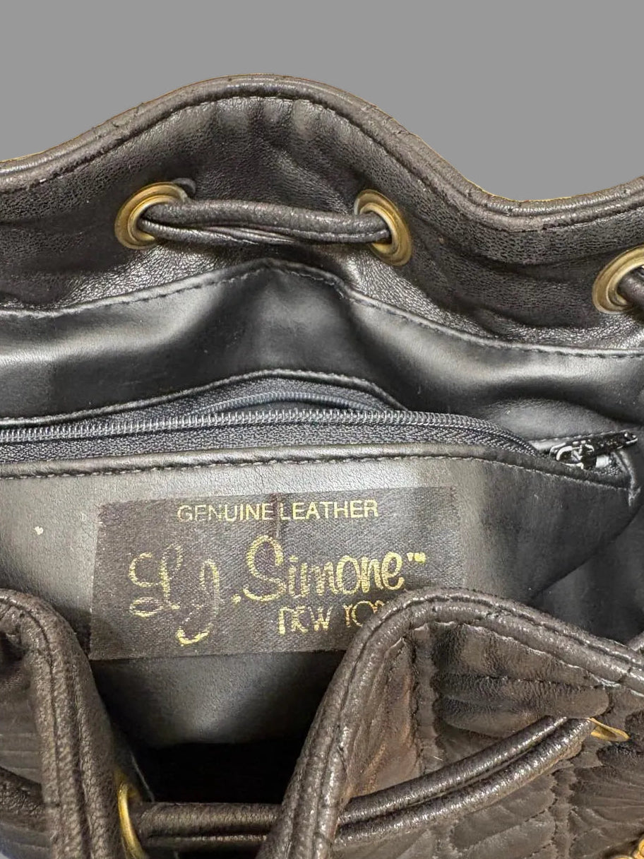 LJ Simone New York Leather Quilted Handbag USED VGC