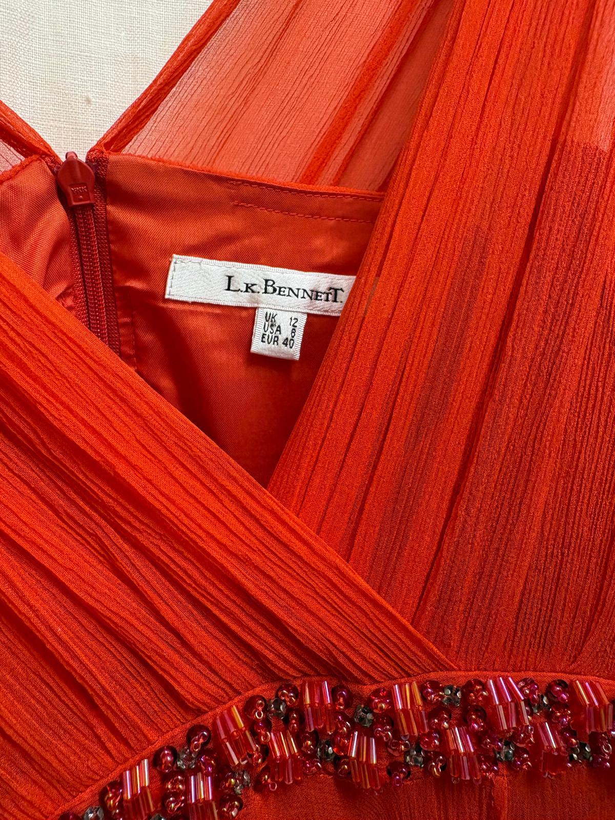 L.K.Bennett Orange Silk cocktail dress - UK SIZE 12