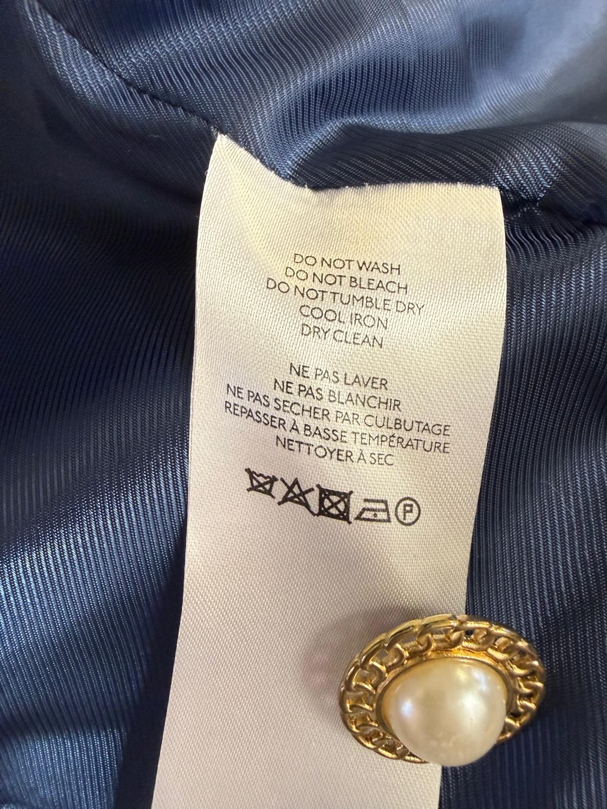 Maeve Anthropologie Blue & White Boucle Jacket UK 12 EU 40 Buttoned Blazer - GOOD USED CONDITION