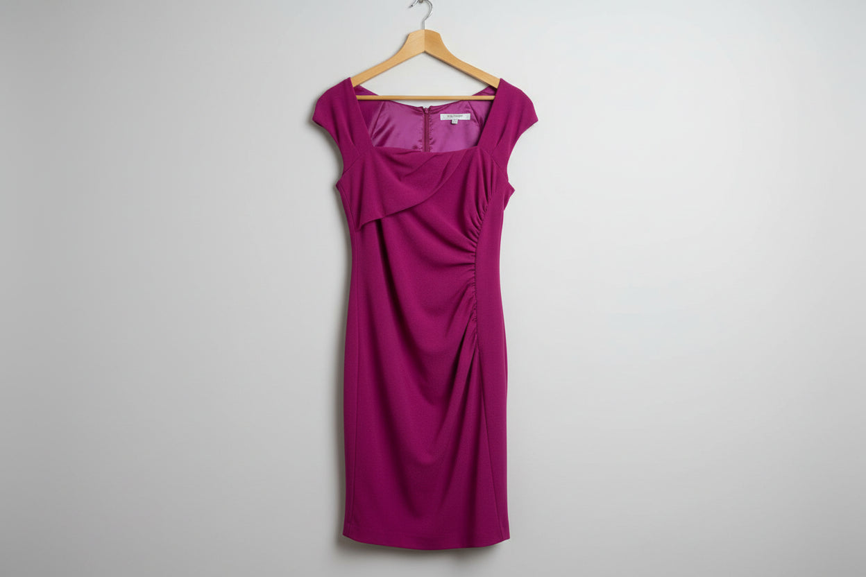 LK Bennett London Dr/Davina Magenta ladies shift midi dress - SIZE 12