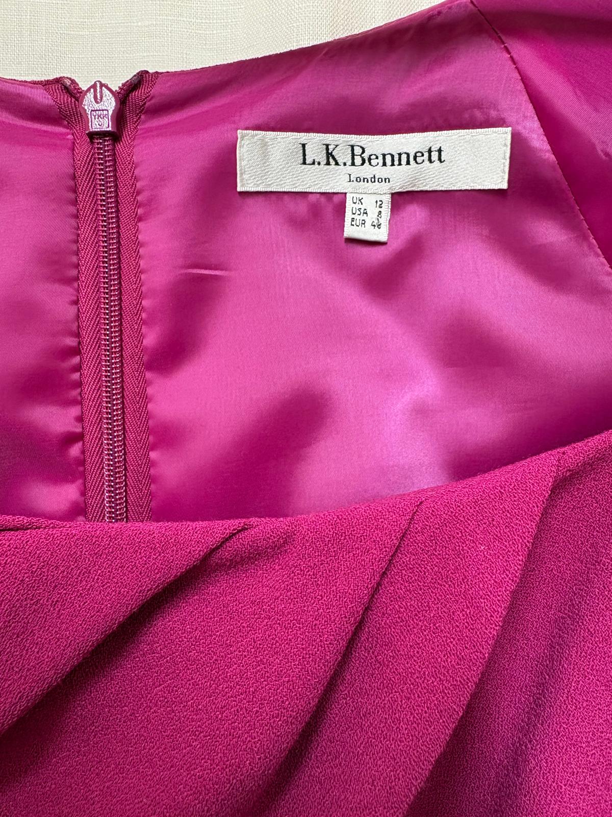 LK Bennett London Dr/Davina Magenta ladies shift midi dress - SIZE 12