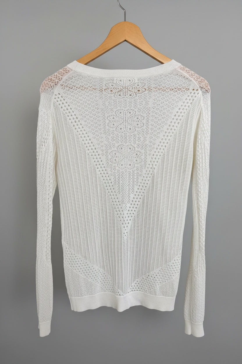 MAJE (3) White Floral Knit Jumper Size Small / Medium - GOOD USED CONDITION