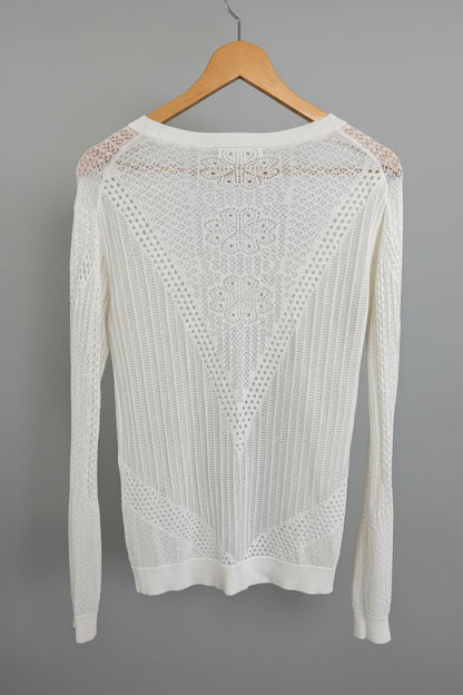 MAJE (3) White Floral Knit Jumper Size Small / Medium - GOOD USED CONDITION