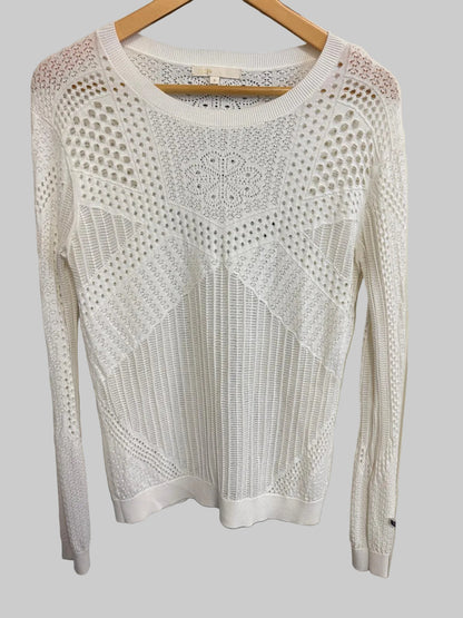 MAJE (3) White Floral Knit Jumper Size Small / Medium - GOOD USED CONDITION