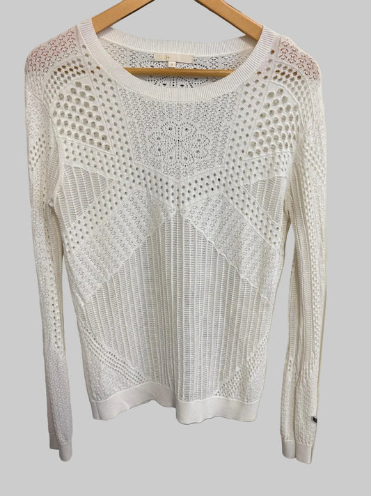 MAJE (3) White Floral Knit Jumper Size Small / Medium - GOOD USED CONDITION