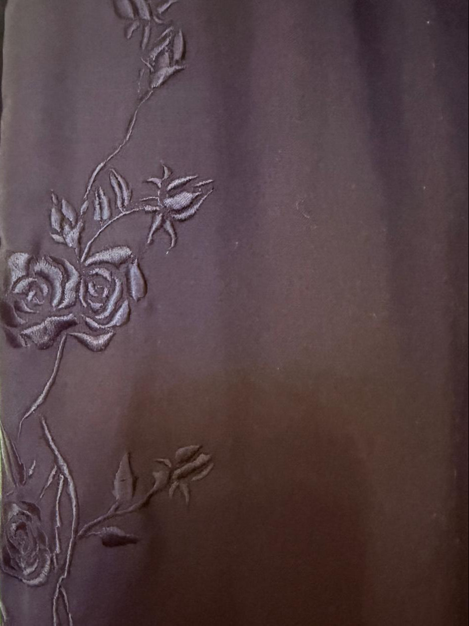 Alexander McQueen Vintage Blue Straight-Leg Trousers Floral Stitched UK 16 EU 44 Polyester