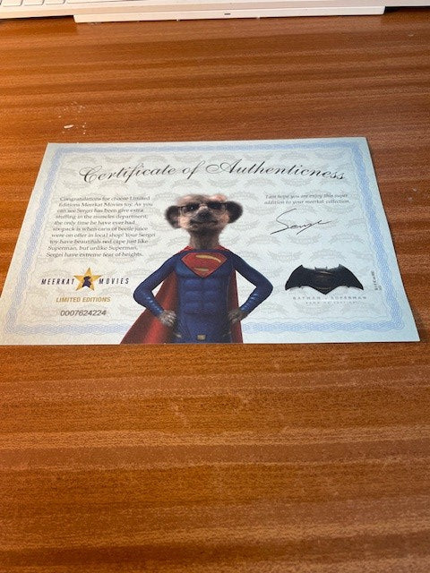 BNIB Meerkat Superman Collectible Plush Toy - With Certificate - NEW