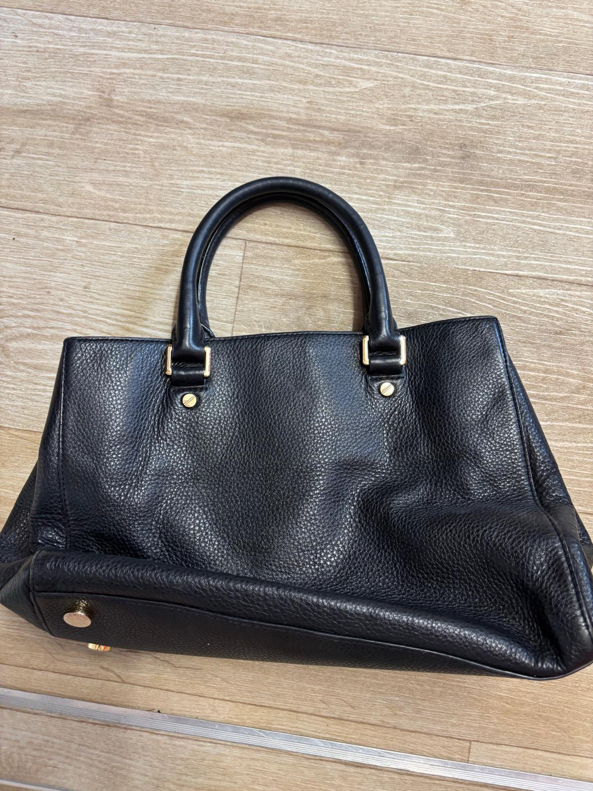 Michael Kors Black Leather Handbag with Gold Metalwork