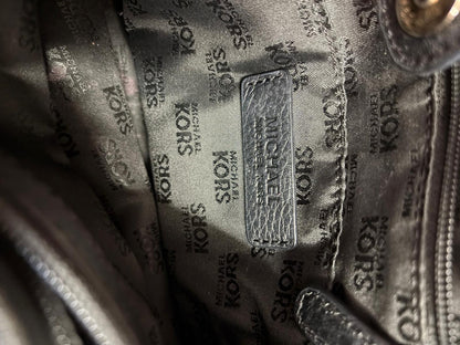 Michael Kors Black Leather Handbag with Gold Metalwork