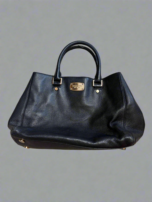 Michael Kors Black Leather Handbag with Gold Metalwork