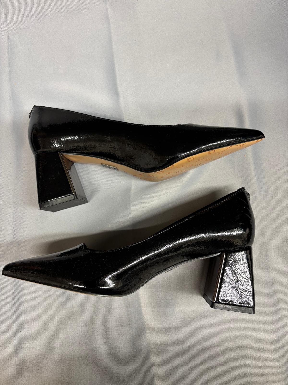 Moda In Pelle Black Patent Heels UK 7 EU 40 Pointed Block Heel - Never Worn - NEW