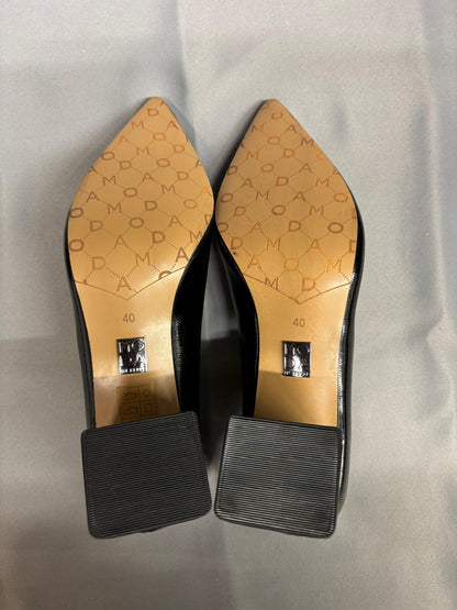 Moda In Pelle Black Patent Heels UK 7 EU 40 Pointed Block Heel - Never Worn - NEW