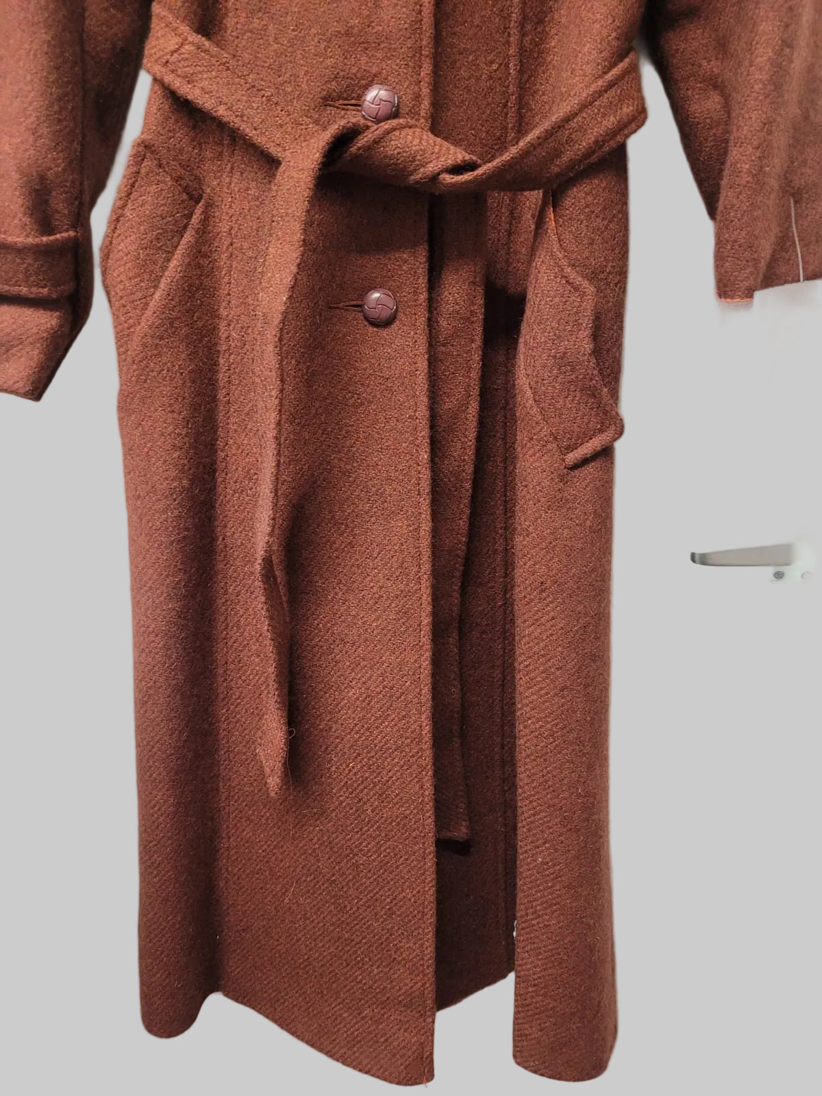 BNWT Miss Smith Red Orange Tweed Coat Jacket Belted Buttoned Long Midi